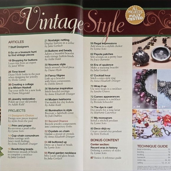 Bead And Button Special Vintage Style Jewelry Magazine April 2008 Exclusive - Picture 2 of 12